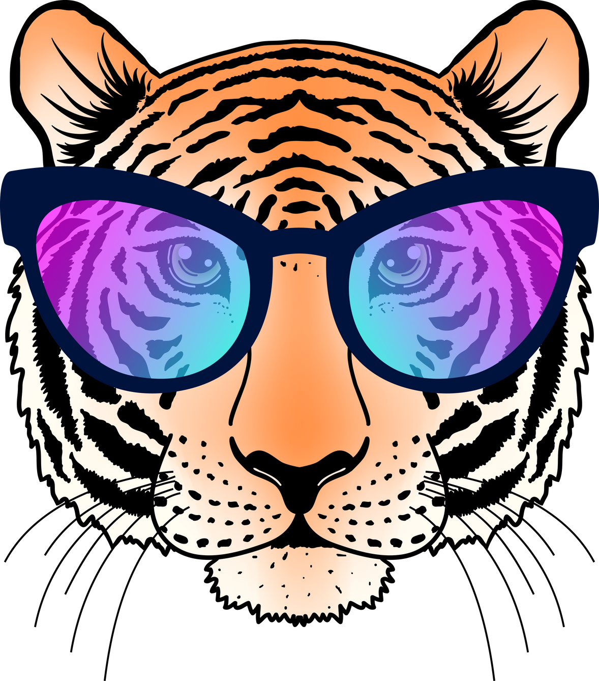Tiger Head with Sunglasses Illustration
